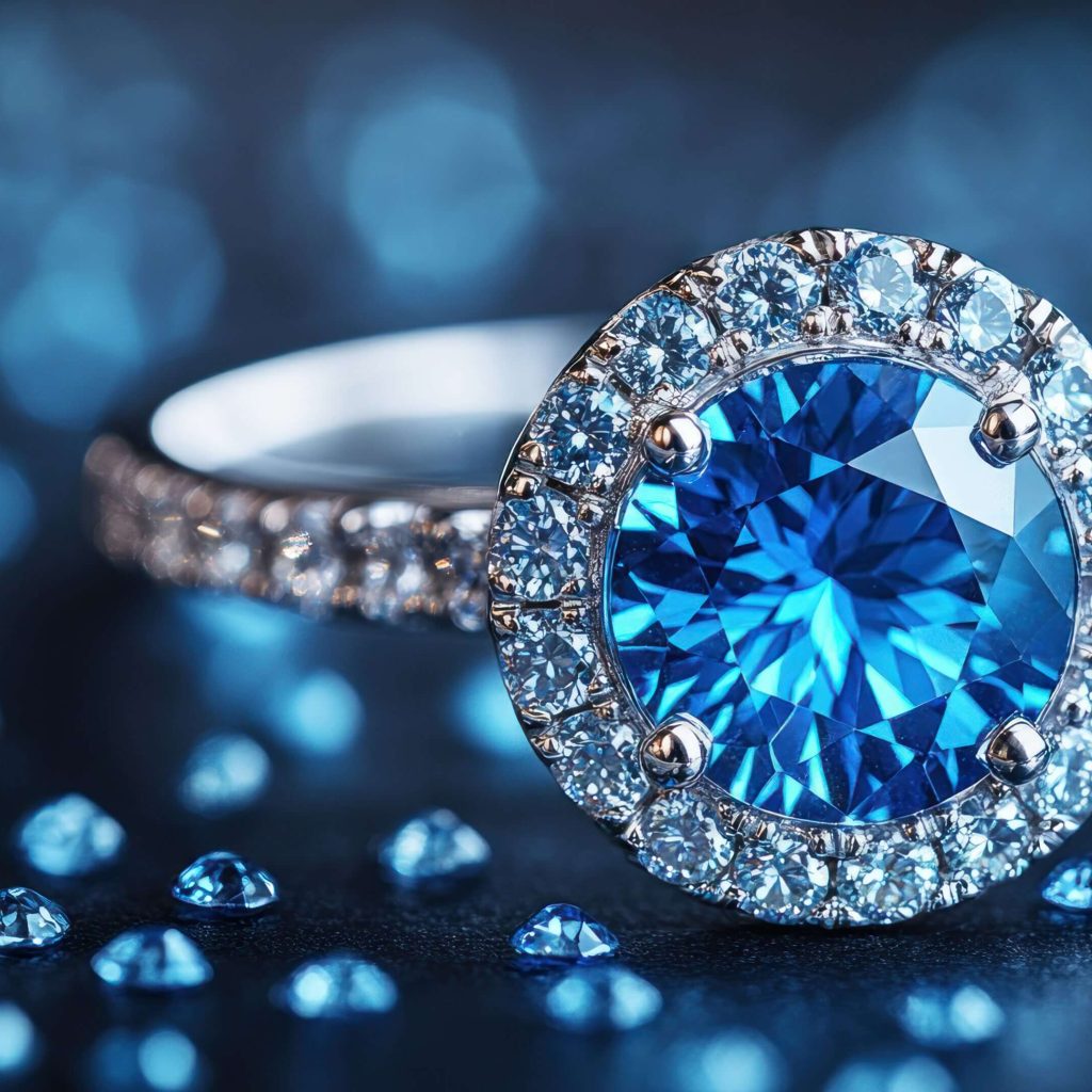 exquisite blue diamond ring